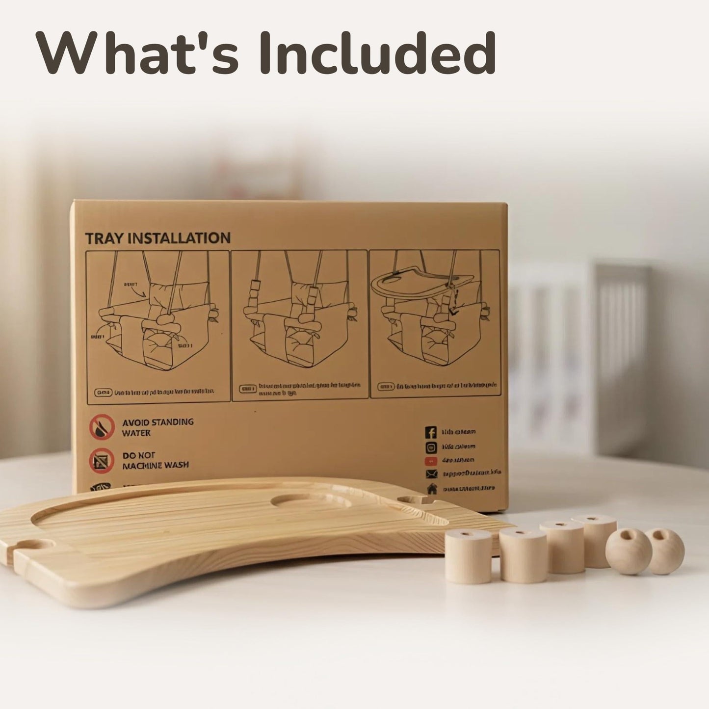 Wooden Activity Tray for Baby Swing – Montessori Play Table