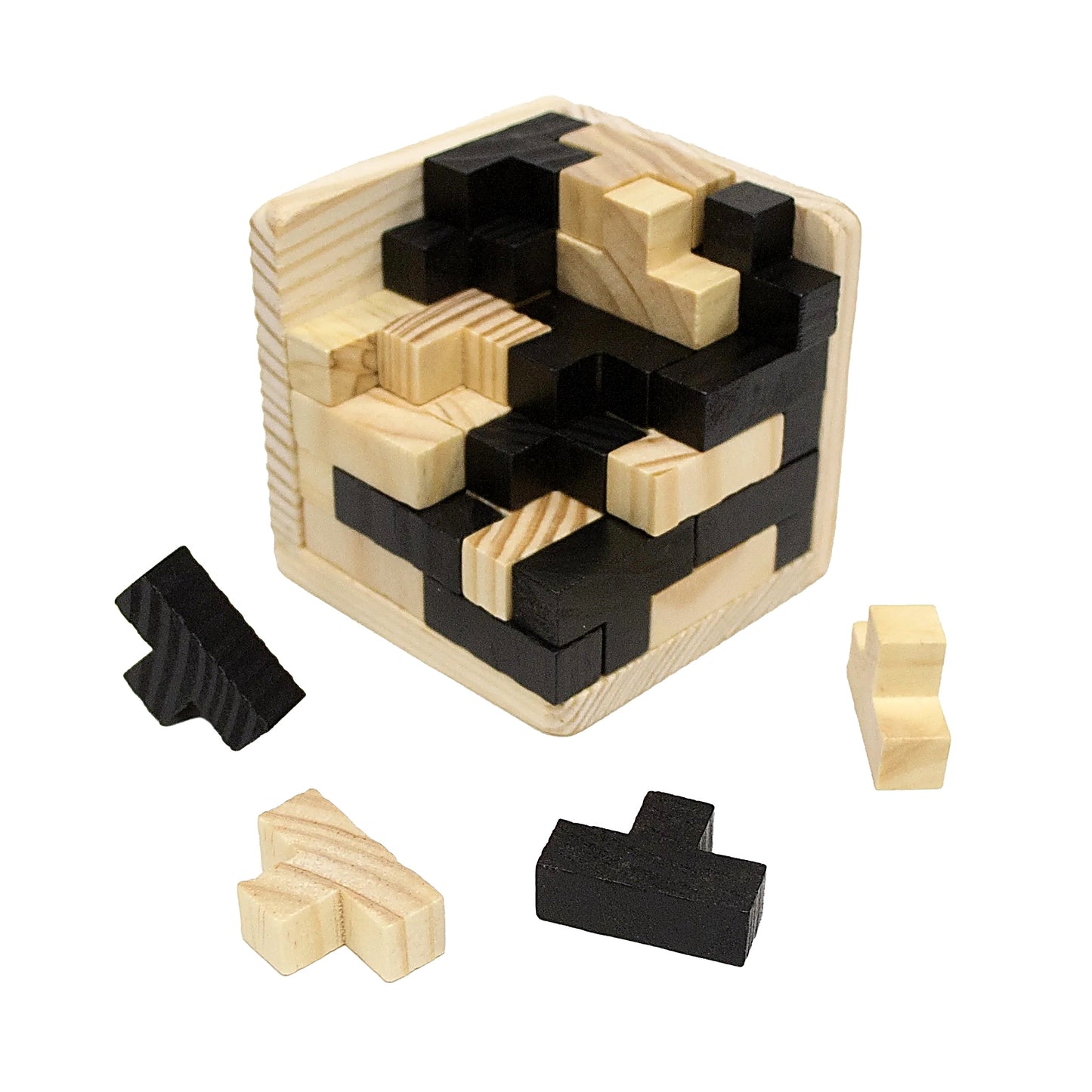 Wooden 3D Brain Puzzle Cube – Logic Challenge Game (54 Pieces)