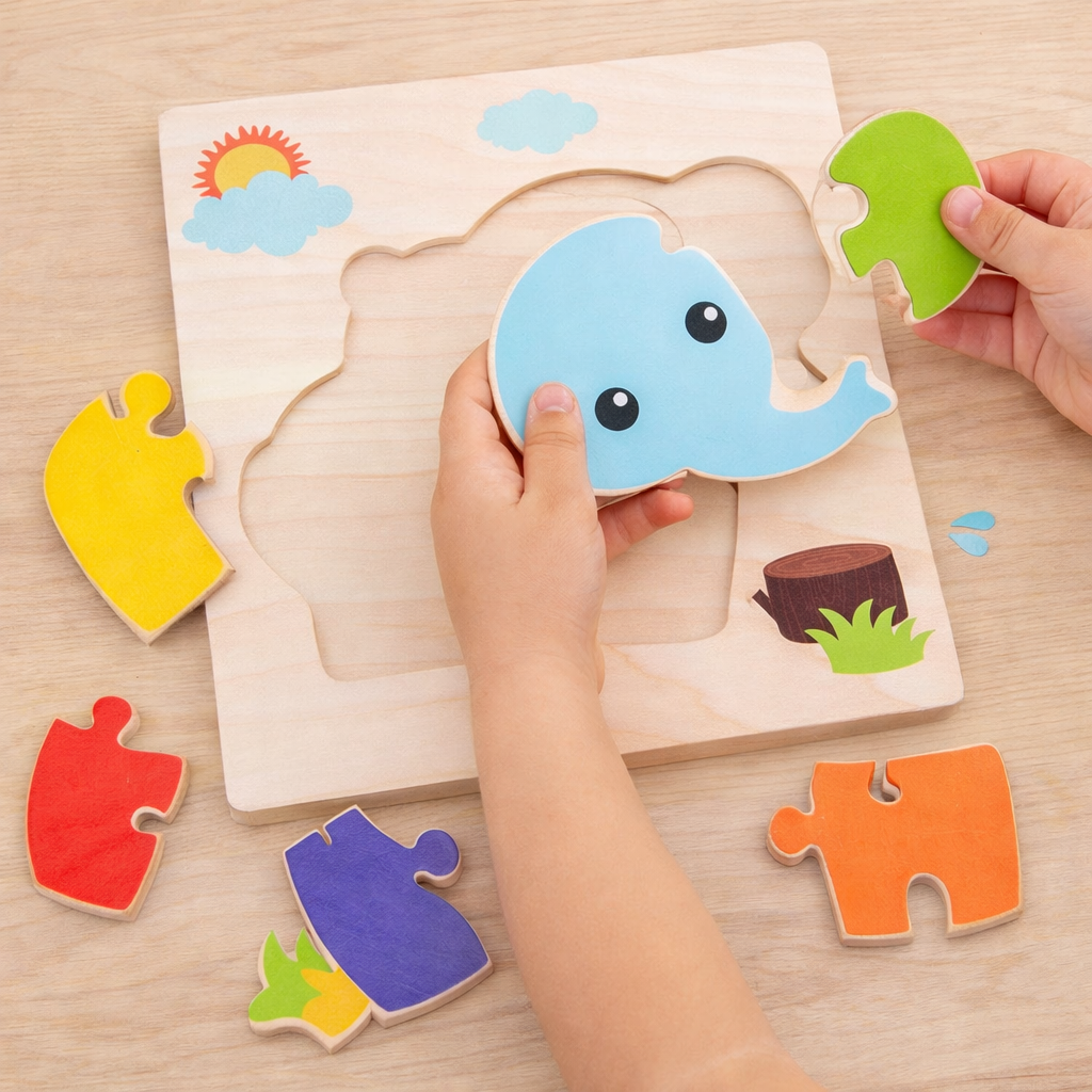 Wooden Animal Puzzle for Toddlers – Montessori Learning Toy