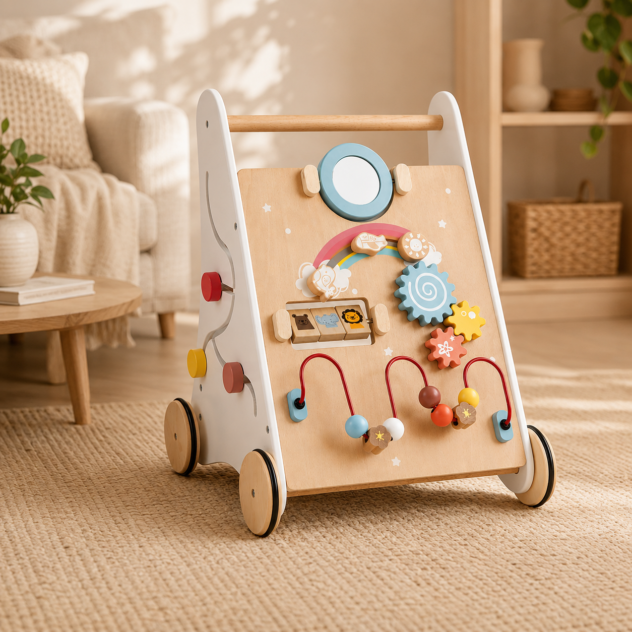 Wooden Baby Walker Activity Center for Toddlers 12M+