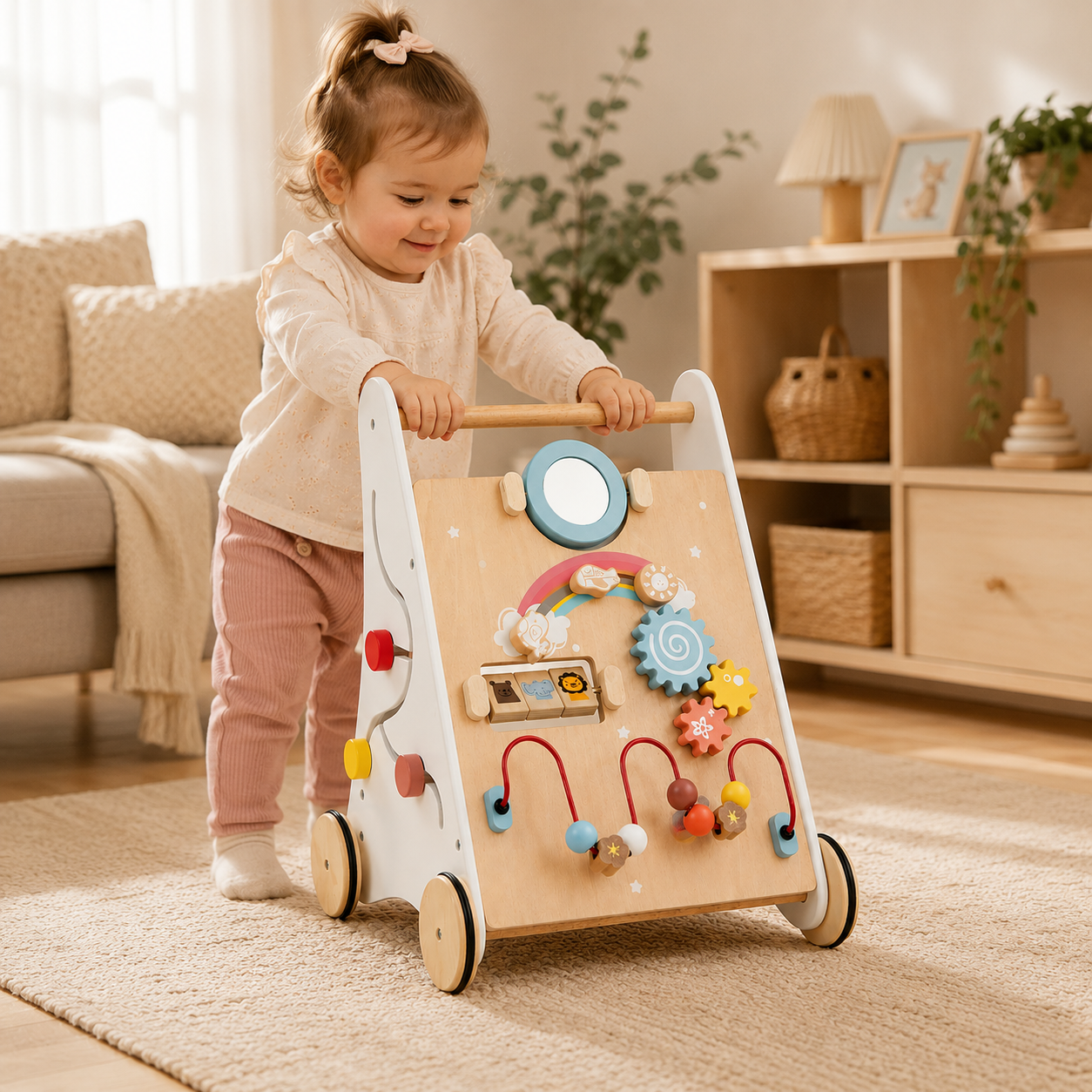 Wooden Baby Walker Activity Center for Toddlers 12M+