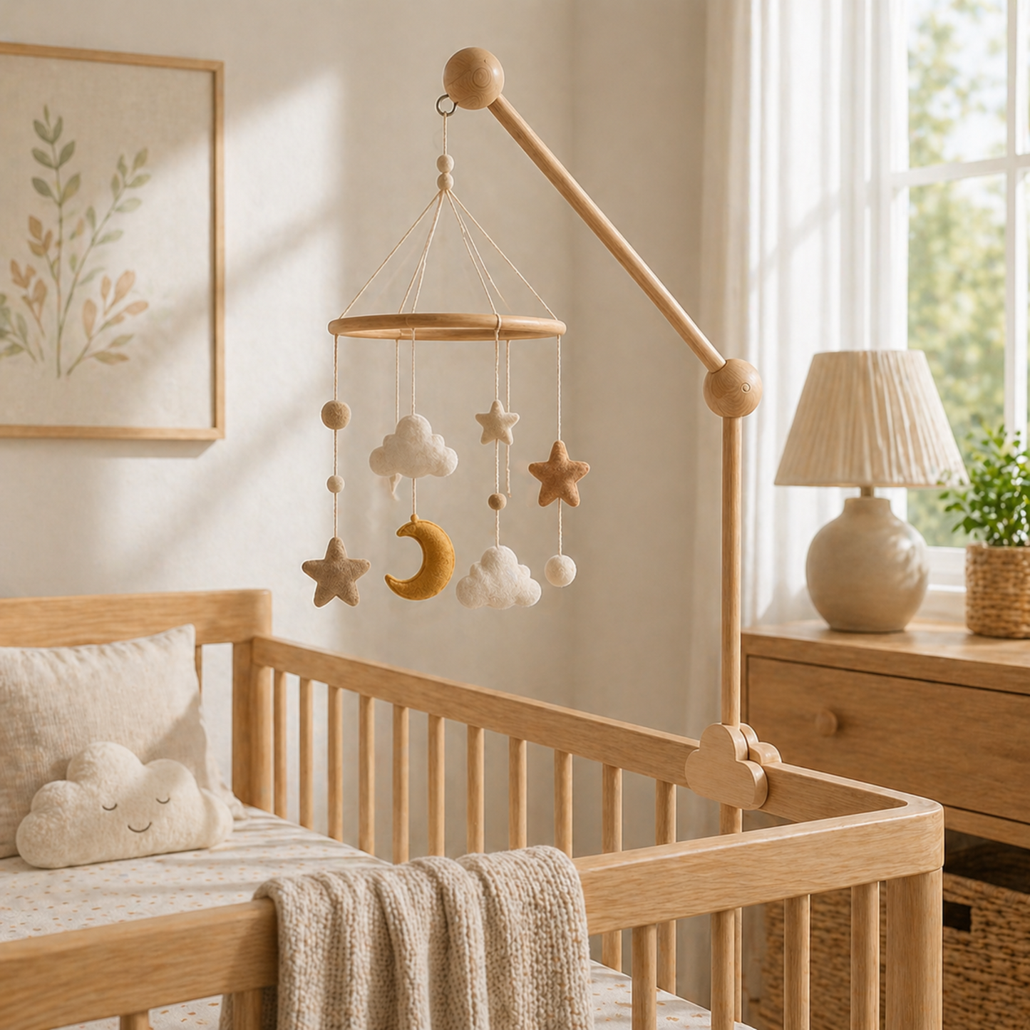 Wooden Crib Mobile Arm – Minimalist Baby Nursery Holder