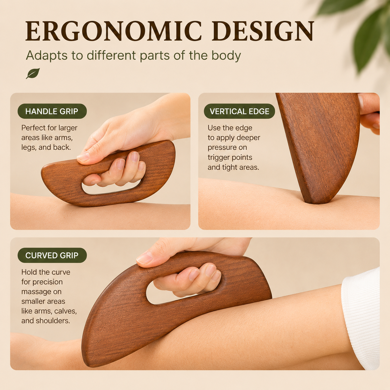 Wooden Gua Sha Body Tool – Lymphatic Drainage & Sculpting