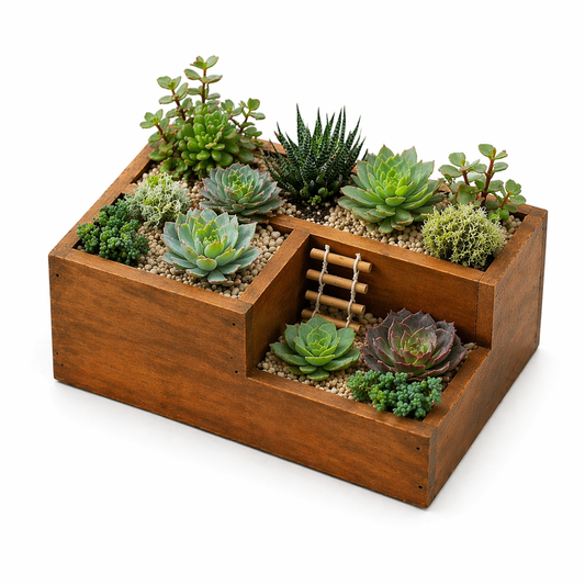 Wooden Herb Planter Box – Rustic Indoor Window Garden