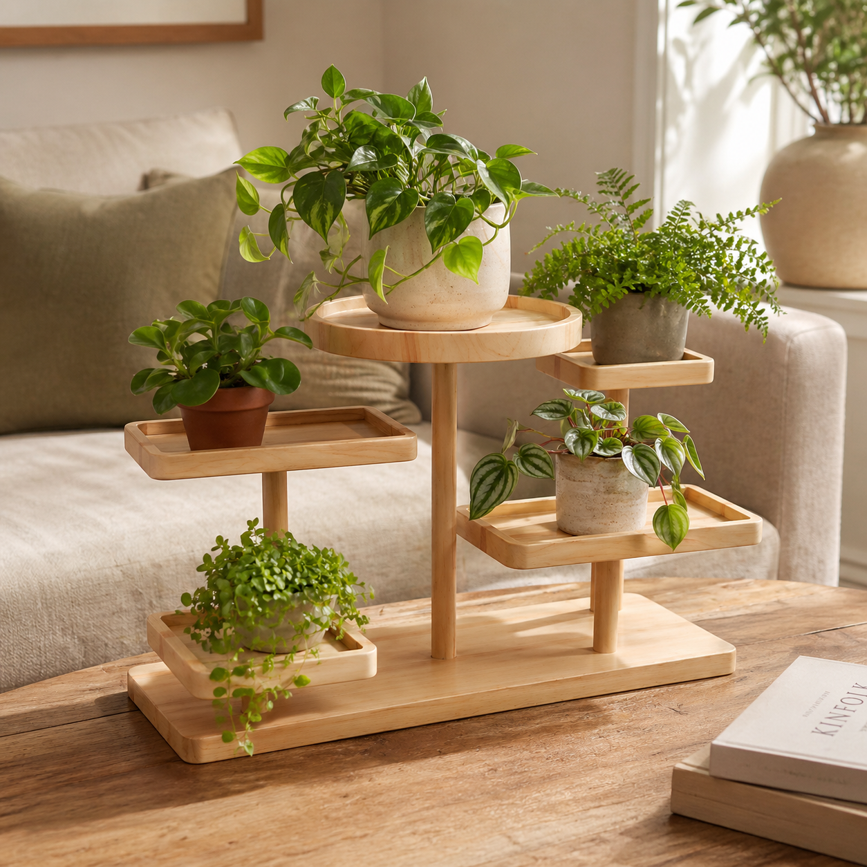Wooden Multi-Tier Display Stand for Jewelry & Accessories