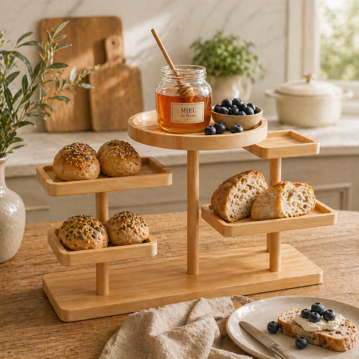 Wooden Multi-Tier Display Stand for Jewelry & Accessories