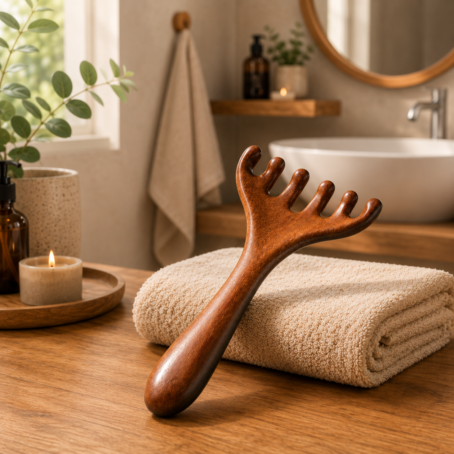 Wooden Scalp Massager – Natural Sandalwood Head Relax Tool