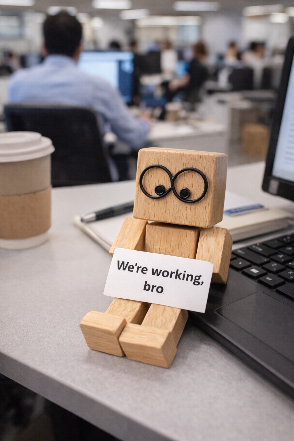 Wooden Shaking Man Figurine – Handmade Desk