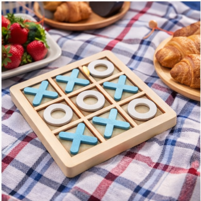 Wooden Tic Tac Toe Game – Classic Strategy Board