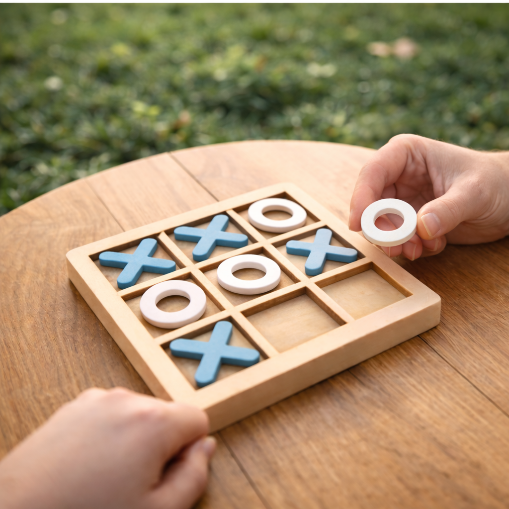 Wooden Tic Tac Toe Game – Classic Strategy Board
