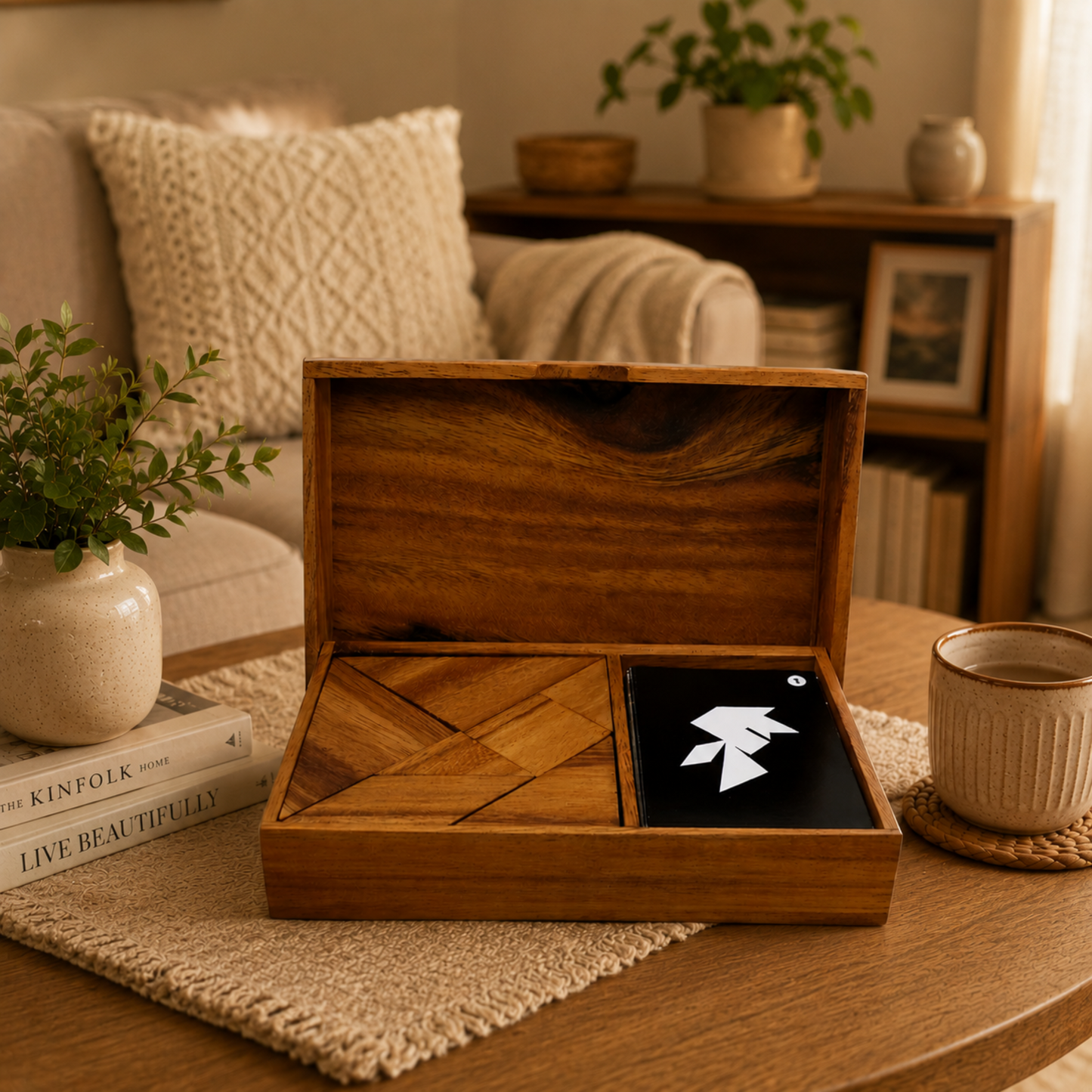 Wooden Tangram Puzzle Set with Challenge Cards