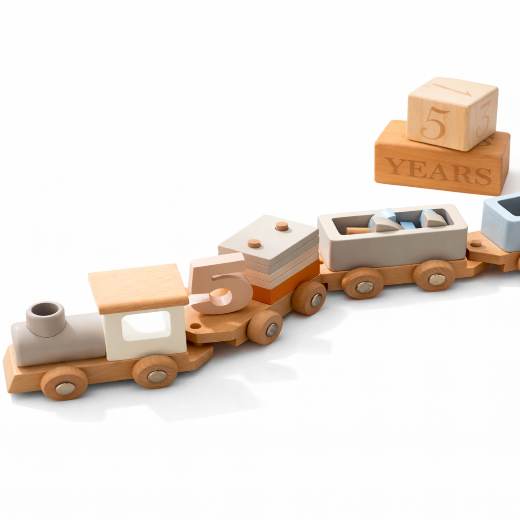 Montessori Wooden Train Set for Toddlers – Numbers & Stacking Learning Toy (12 Pieces)