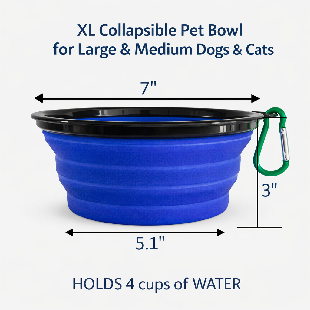 XL Collapsible Travel Pet Bowls – 2 Pack Silicone Dog & Cat Bowl