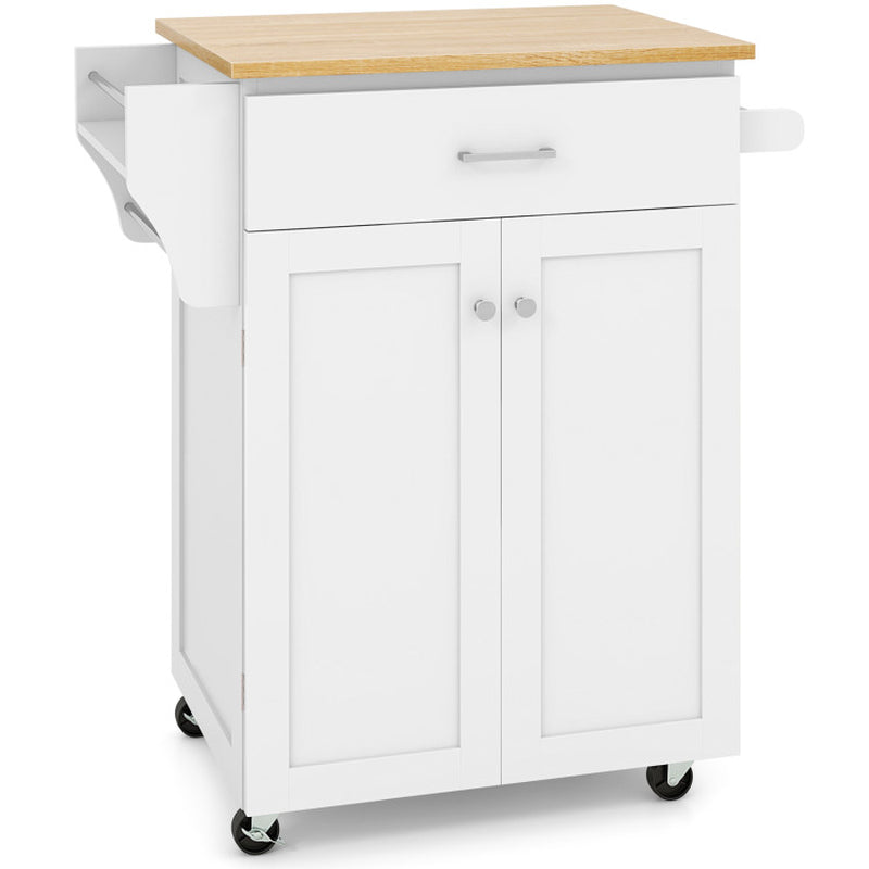 Rolling Kitchen Island with Spice Rack and Adjustable Shelf