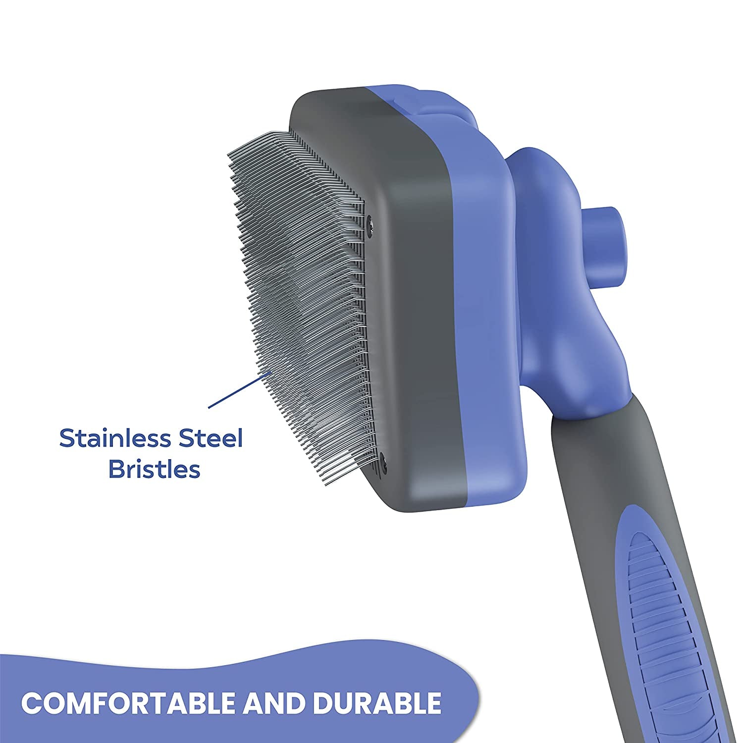 Self Cleaning Slicker Brush – Cat & Dog Grooming Brush for Shedding Hair - One-Click Cleaning with Retractable Bristles - Hair Remover for Large and Small Pets.