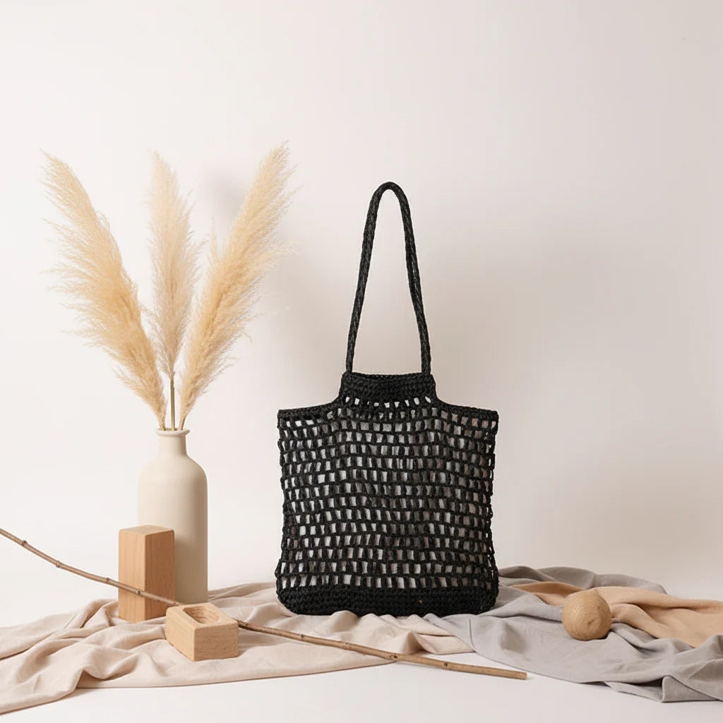 Vacation Beach Bag Shoulder Hollow Out Cutout Out Straw Bag Special Interest Design