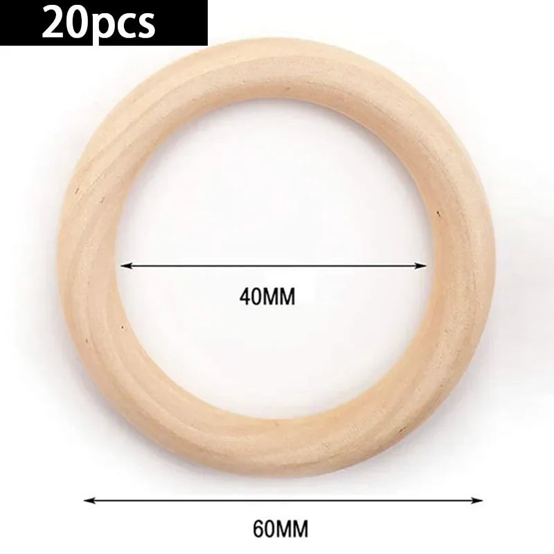 20Pcs Wooden Rings for Crafts, Natural Wooden Rings for Macrame, Unfinished Wood Rings Circles, Macrame Rings Wooden Hoops for DIY Craft Pendant Connectors Jewelry Making Macrame Craft Decorative Wooden Hoop