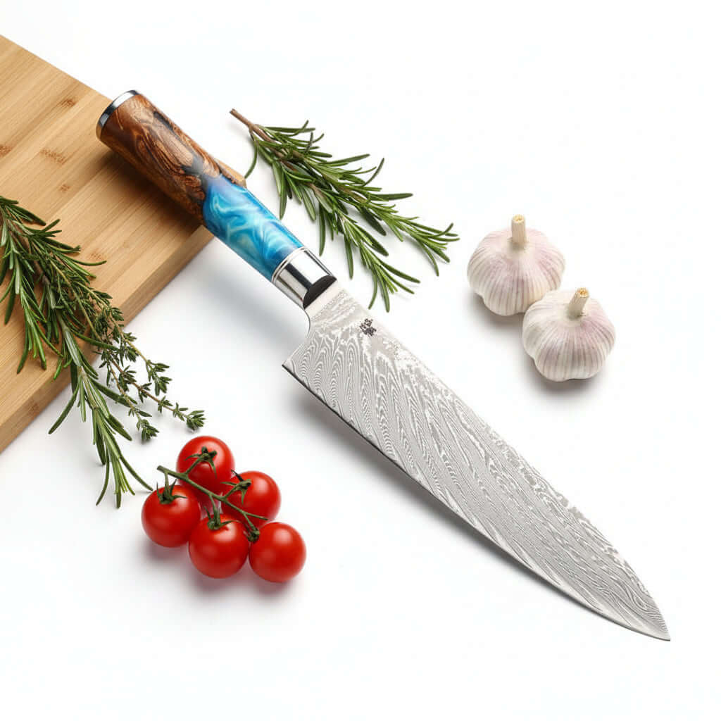 Damascus Steel Kitchen Knife Pattern Kitchen Knife