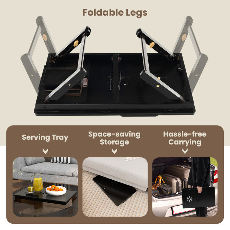 Adjustable Bamboo Laptop Desk with Tilting Top and Drawer