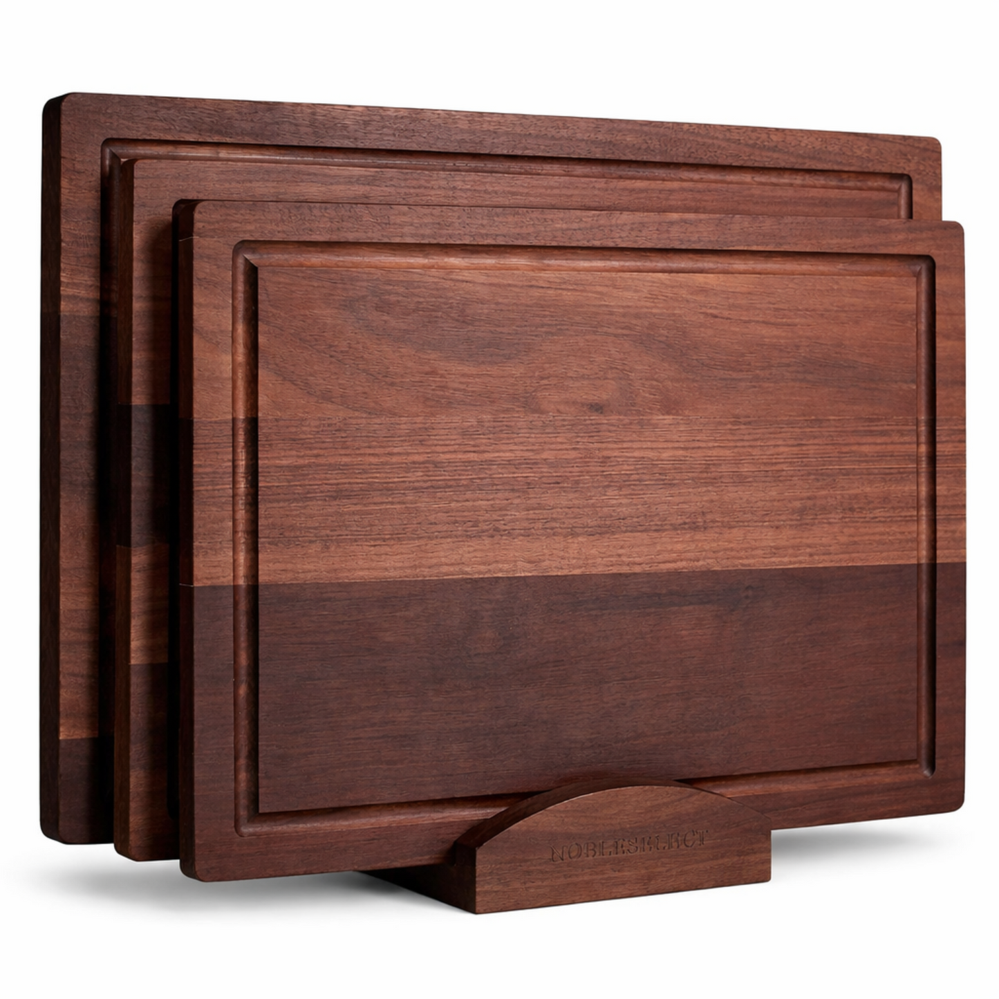Acacia Wood Cutting Board Set (3 Pieces) with Holder