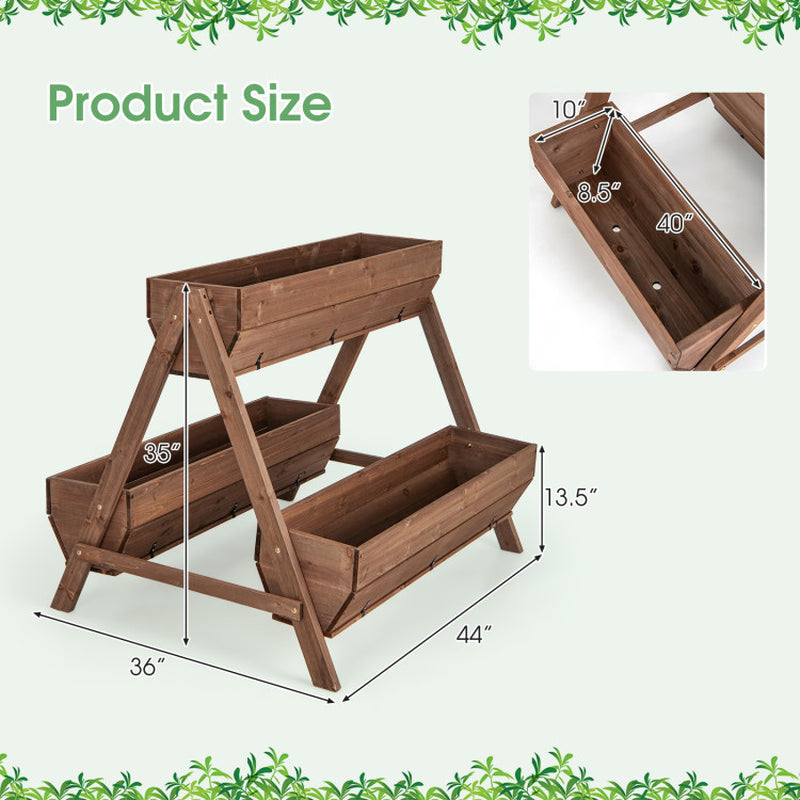 Freestanding Vertical Raised Garden Bed with 3 Wooden Planter Boxes