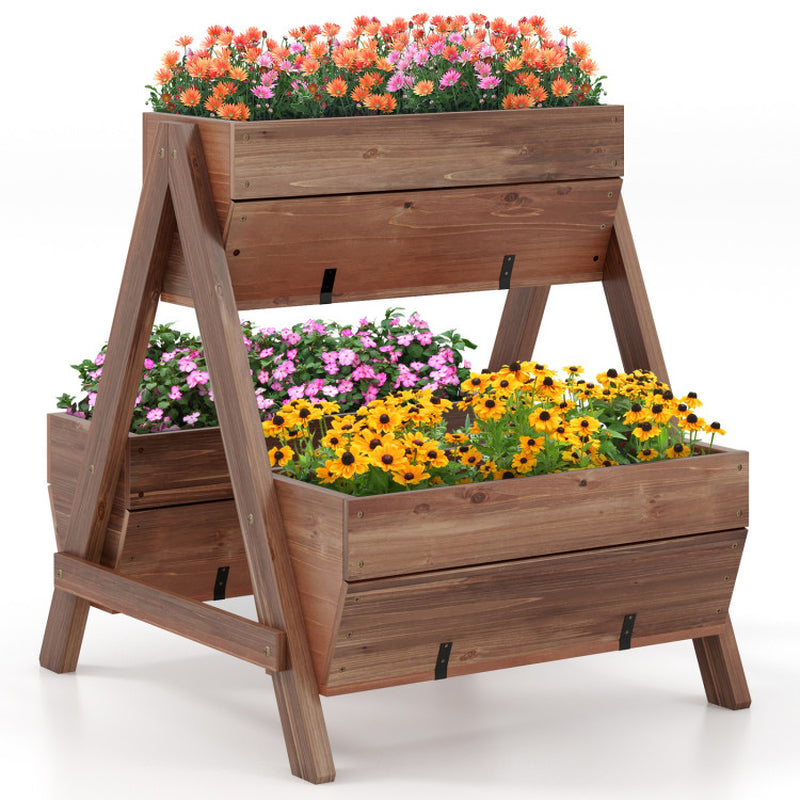 Freestanding Vertical Raised Garden Bed with 3 Wooden Planter Boxes