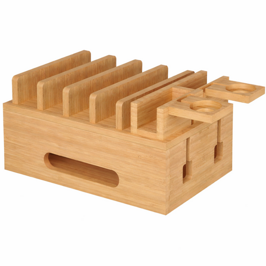 Bamboo Charging Station for Multiple Devices (Up to 8 Devices)