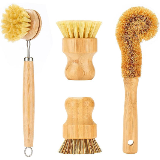 Bamboo Kitchen Scrub Brush Set