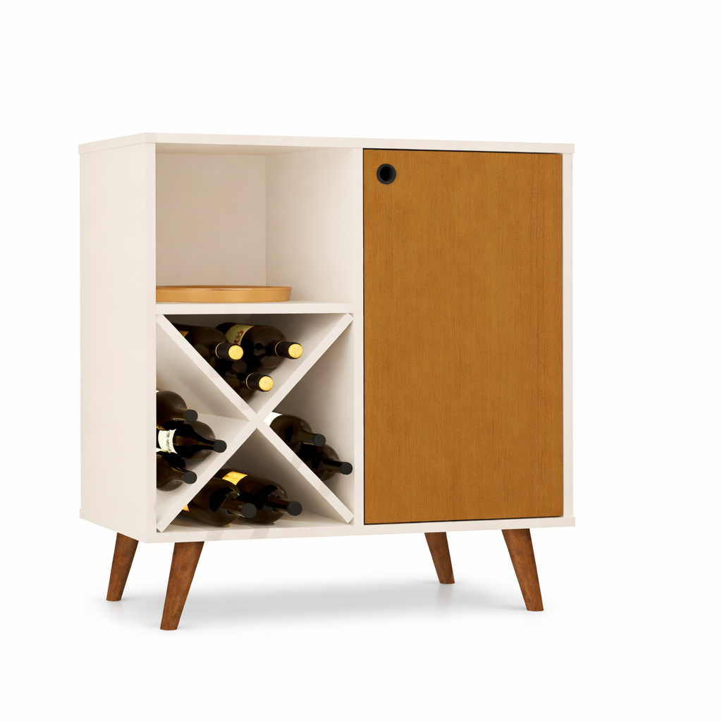 Modern Bar Cabinet with Wine Rack & Storage Shelf