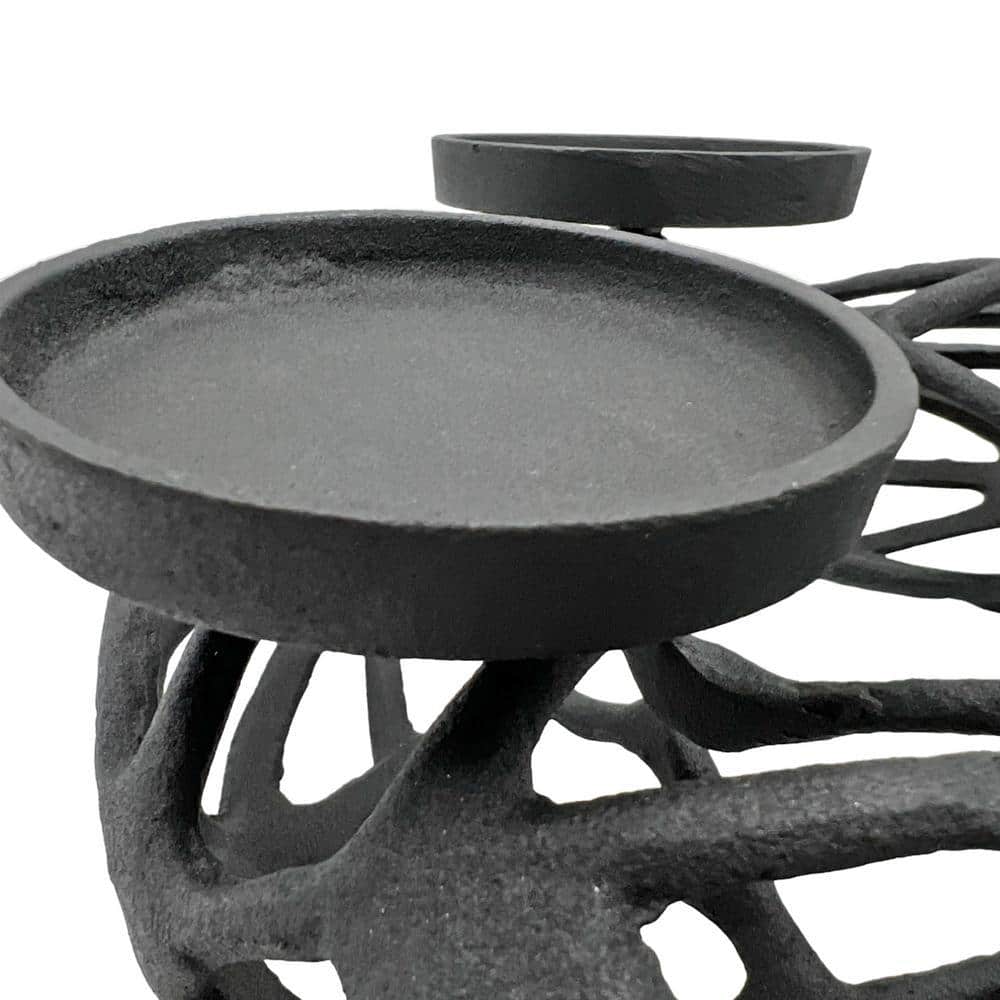 Black 12 In. X 12 In. Aluminum Four Leg Tea Light Metal Candle Holder