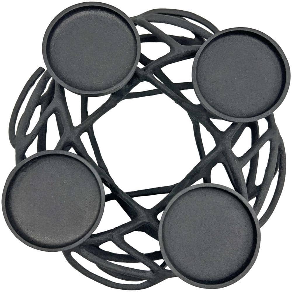 Black 12 In. X 12 In. Aluminum Four Leg Tea Light Metal Candle Holder