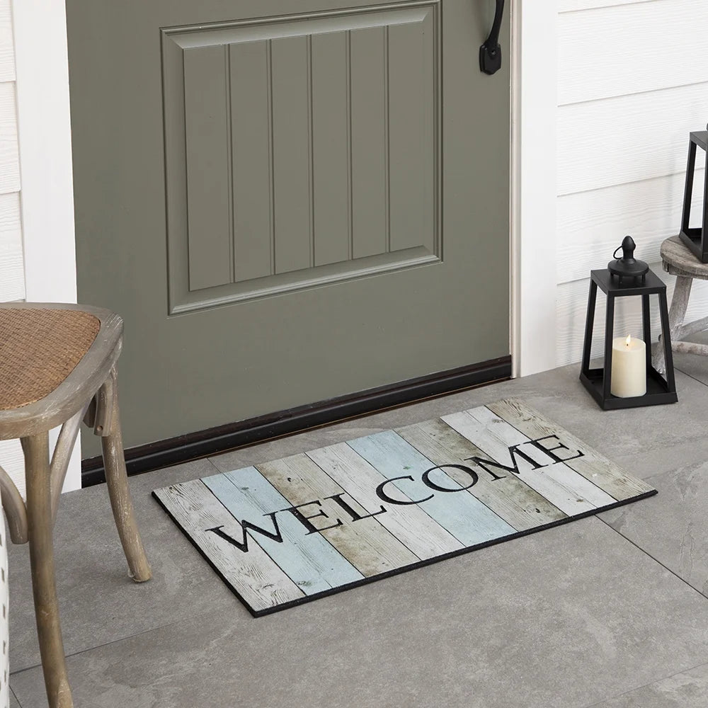 Welcome Wood Rubber Doormat, Multi, 18" X 30"