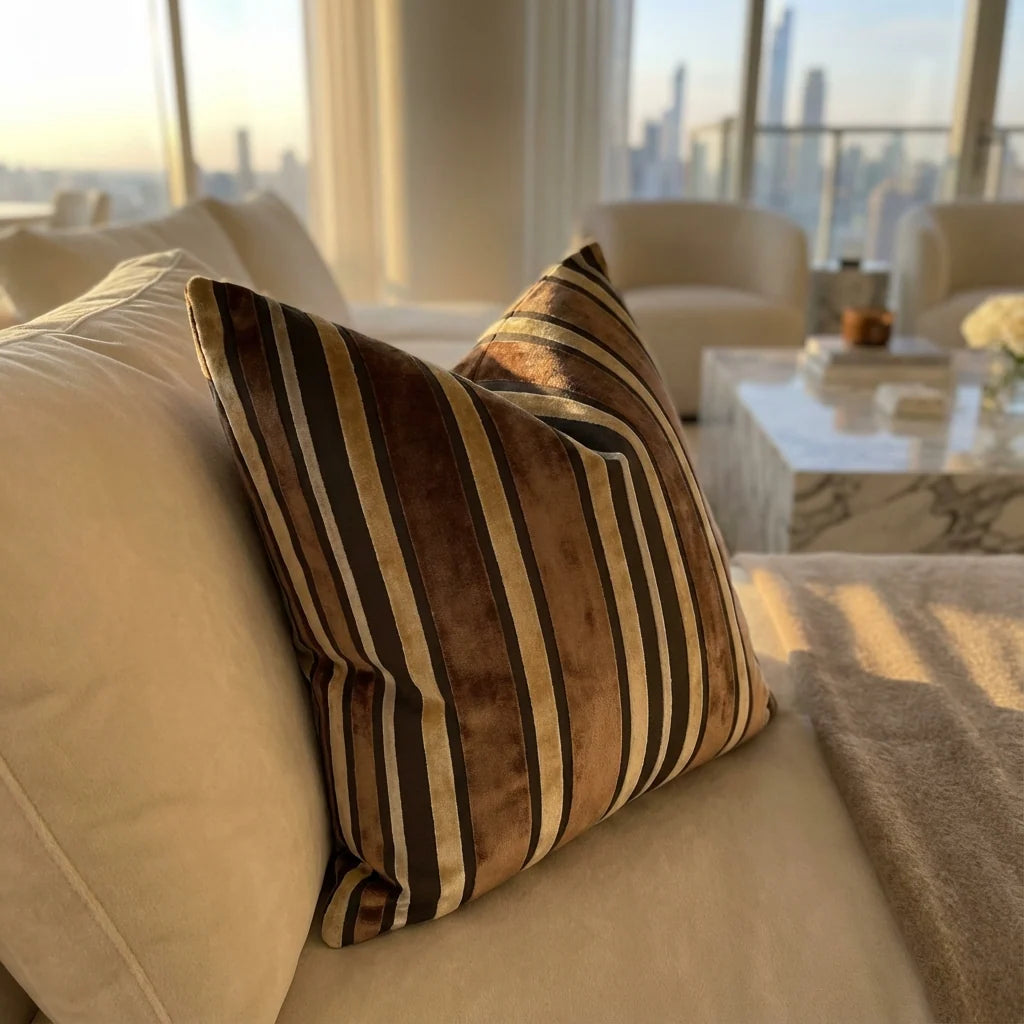 Graceful Bridge Yellow and Brown Luxury Throw Pillow