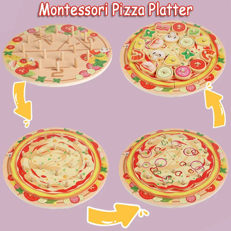 Cutting Play Food Toy for Kids Kitchen,Wooden Pizza Set Pretend Play Kitchen Accessories,Learning Toy Birthday Gifts for Boys Girls Toddlers (Copy)