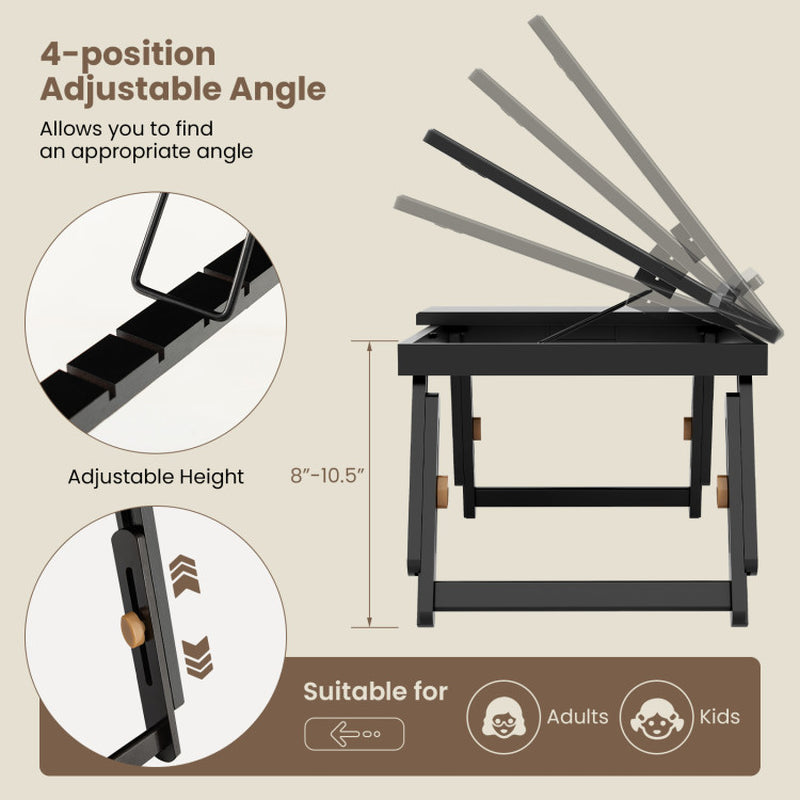 Adjustable Bamboo Laptop Desk with Tilting Top and Drawer