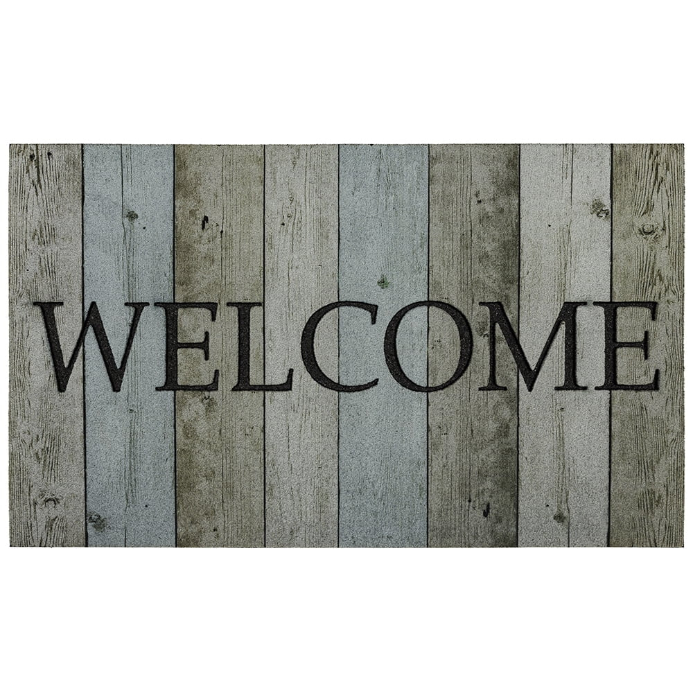 Welcome Wood Rubber Doormat, Multi, 18" X 30"