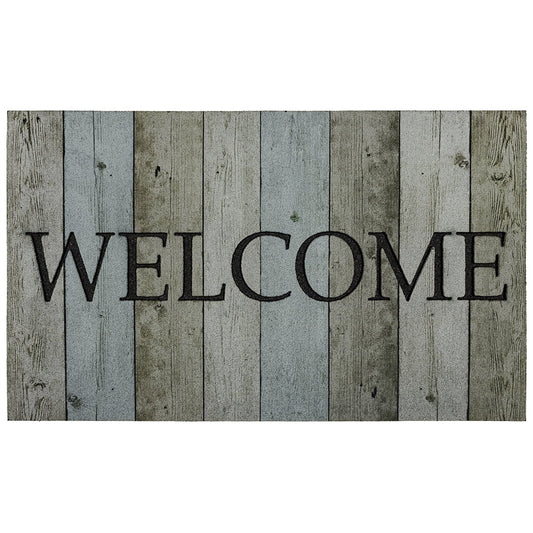 Welcome Wood Rubber Doormat, Multi, 18" X 30"