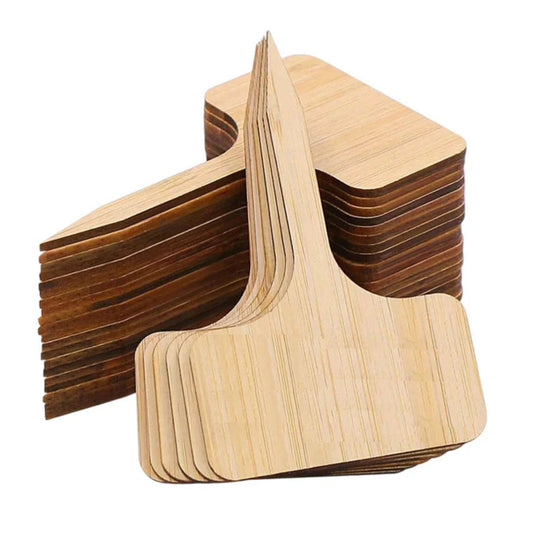 40Pcs Wooden Plant Labels, Eco-Friendly T-Type Bamboo Plant Labels Tags Garden Plant Markers for Seed Potted Herbs Flowers Vegetables