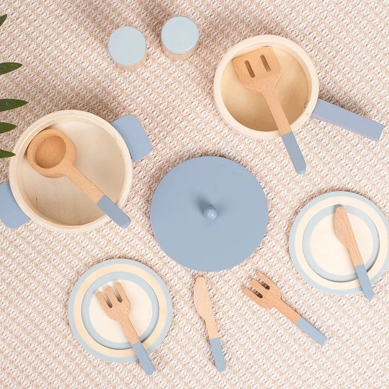 Wooden Children'S Simulation Kitchen Toys, Early Education Educational Toys, Simulation Pots and Pans, Food, Role-Play Chef