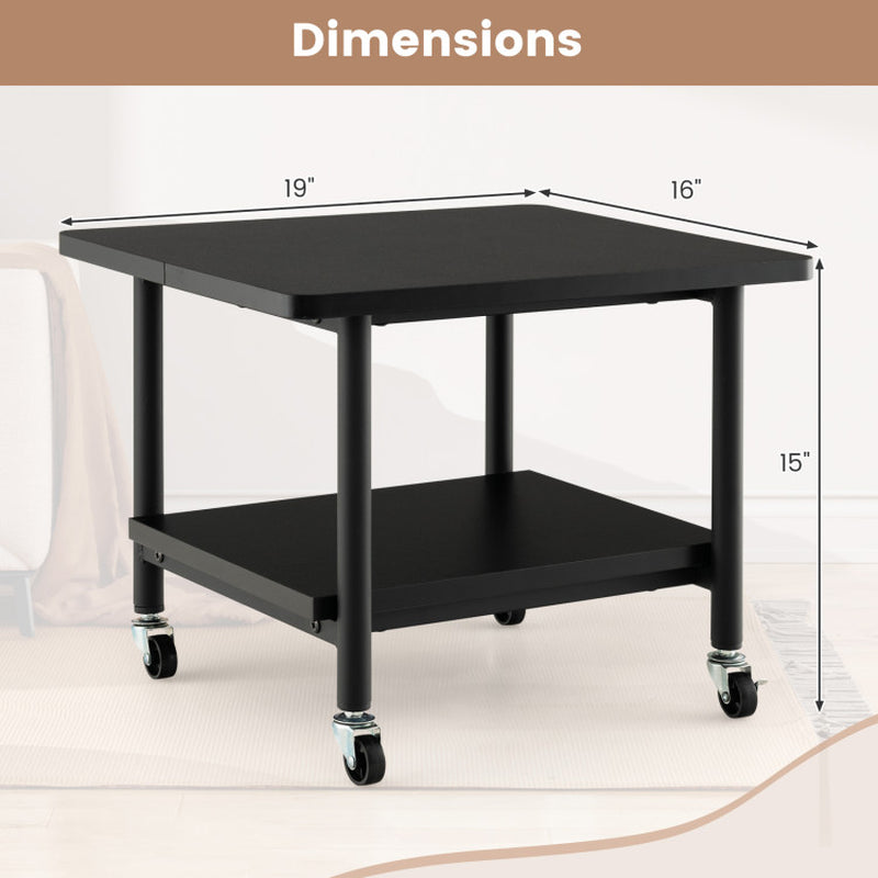 Under Desk Printer Stand with Storage Shelf and Lockable Wheels