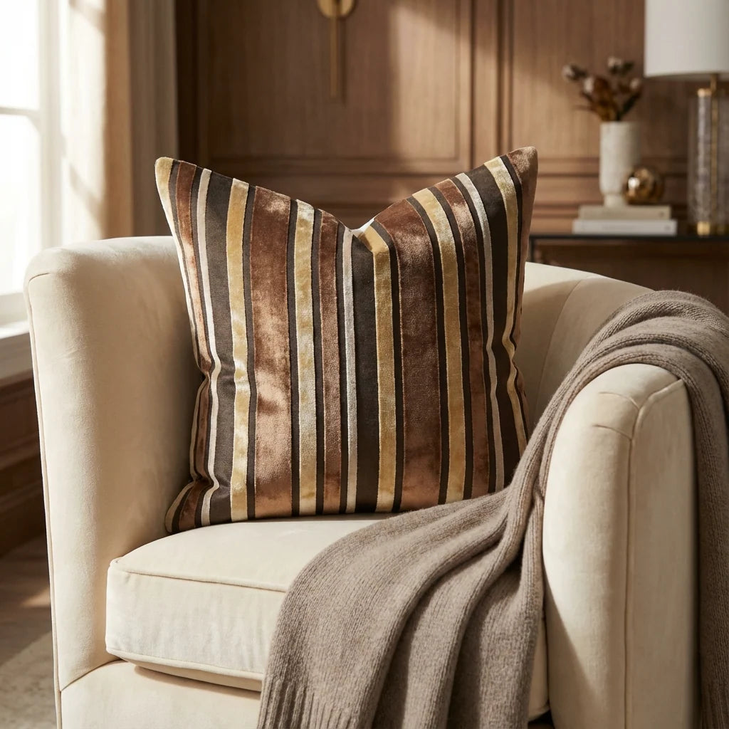 Graceful Bridge Yellow and Brown Luxury Throw Pillow