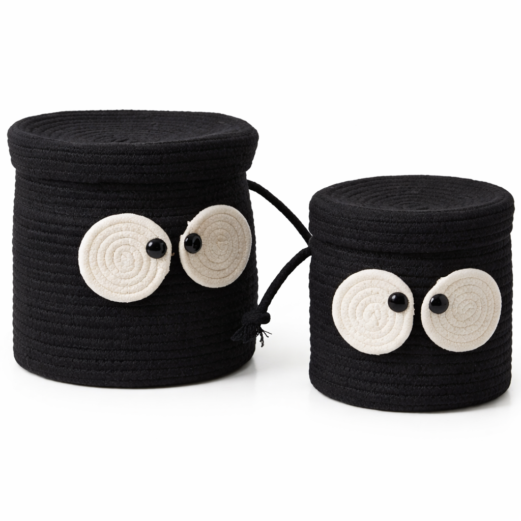 Cute Big Eyes Woven Laundry Storage Basket