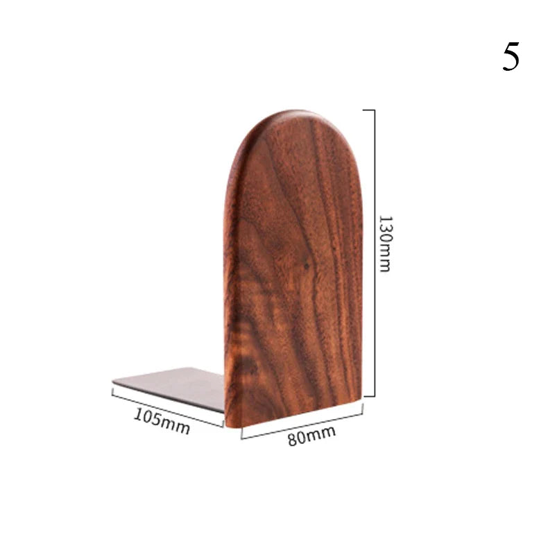 1PC Natural Bamboo Bookend Large Capacity Office Book Ends anti Slip Book Stand Holder Bookshelf Ends for Home Office Library School Study Decoration