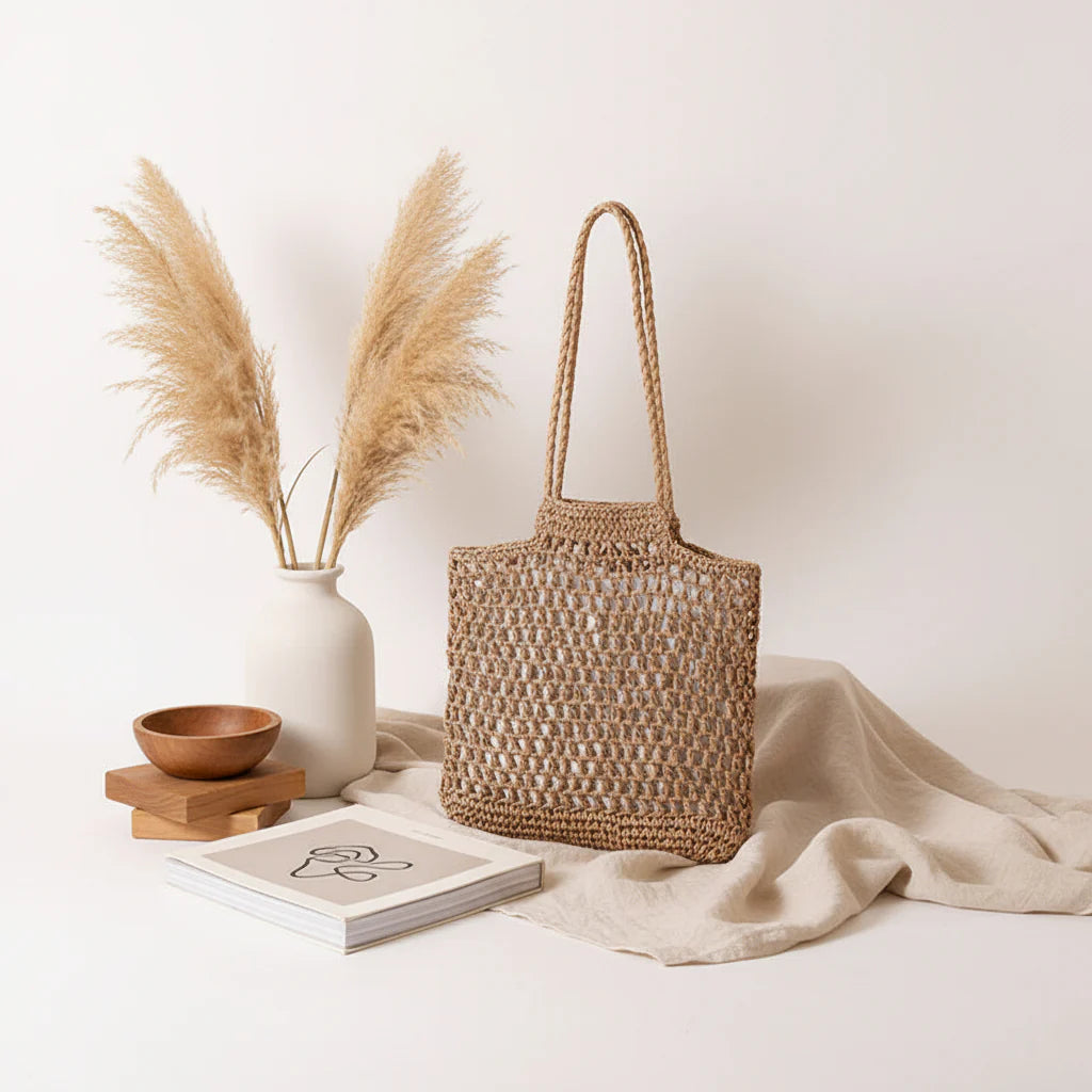 Vacation Beach Bag Shoulder Hollow Out Cutout Out Straw Bag Special Interest Design