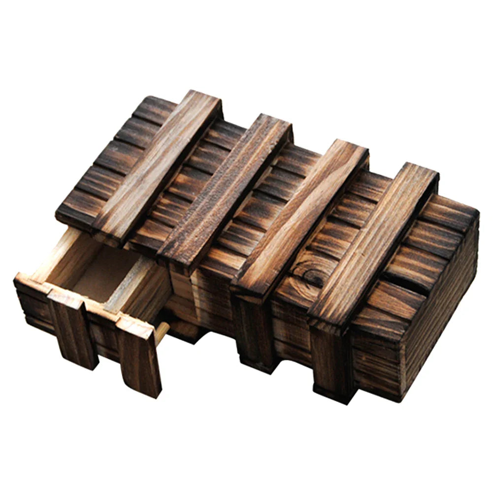 1Pc Handmade Classic 3D Brain Teaser Wooden Puzzle Magic Gift Box Game Box with Extra Secure Secret Drawer IQ Toys