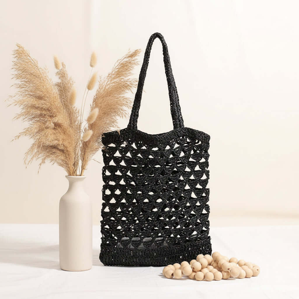One Shoulder Straw Beach Bag Casual Hollow Out