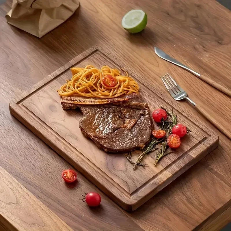 Wooden Cutting Boards for Kitchen Meal Prep & Serving - Bamboo Wood Serving Board Set with Deep Juice Groove Side Handles - Charcuterie & Chopping Butcher Block for Meat
