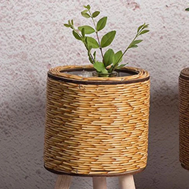 1PC Nordic Flower Shelf Imitation Rattan Flower Pot Woven Flower Basket with Removable Legs Plant Stand Basket Garden Home Decor