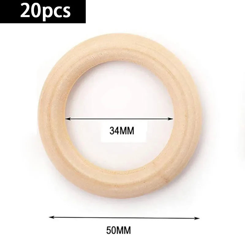 20Pcs Wooden Rings for Crafts, Natural Wooden Rings for Macrame, Unfinished Wood Rings Circles, Macrame Rings Wooden Hoops for DIY Craft Pendant Connectors Jewelry Making Macrame Craft Decorative Wooden Hoop