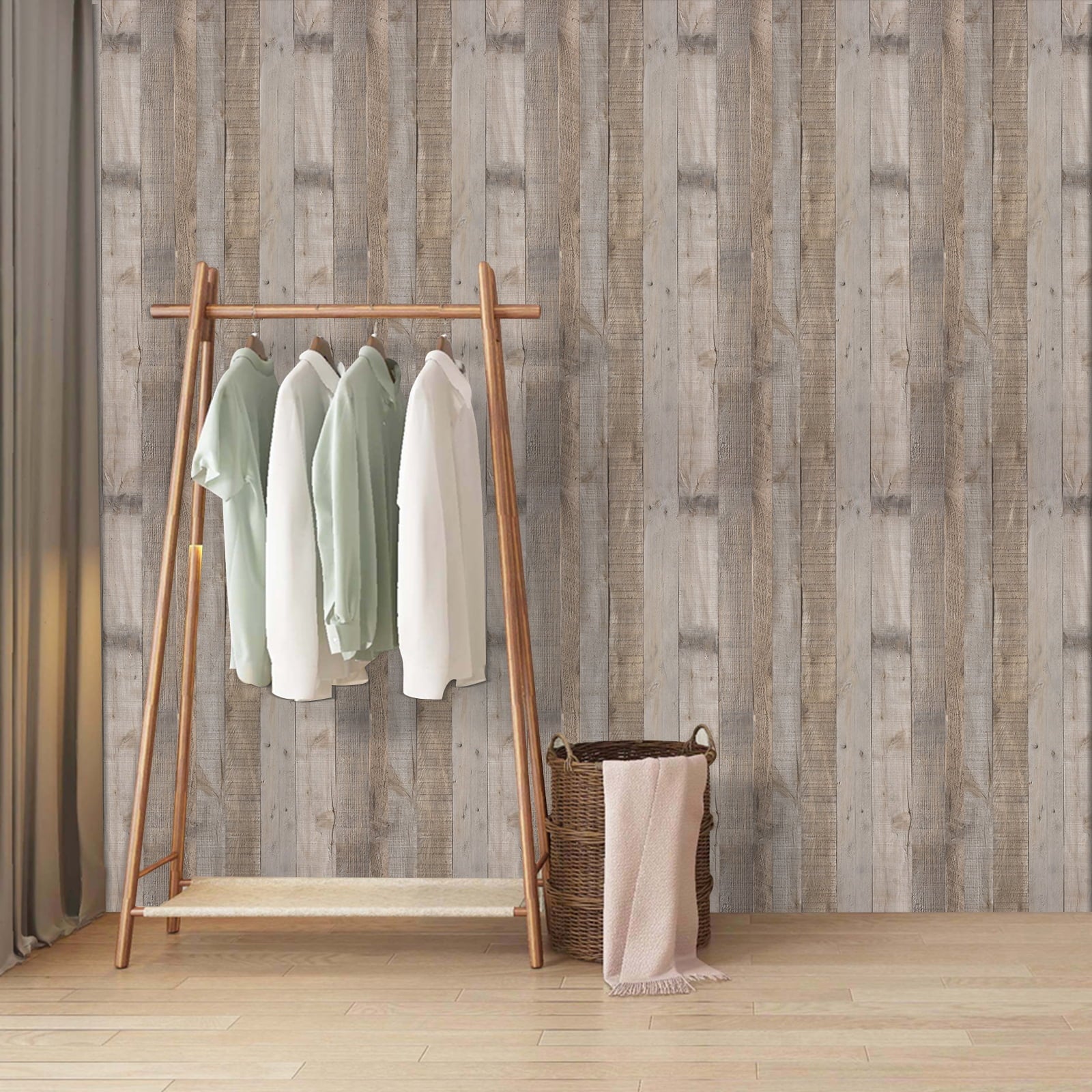 17.7"X 393.7" Brown Wood Wallpaper Peel and Stick Contact Paper Self Adhesive Removable Distressed Wood Look Wallpaper Vinyl Home Decor for Funiture